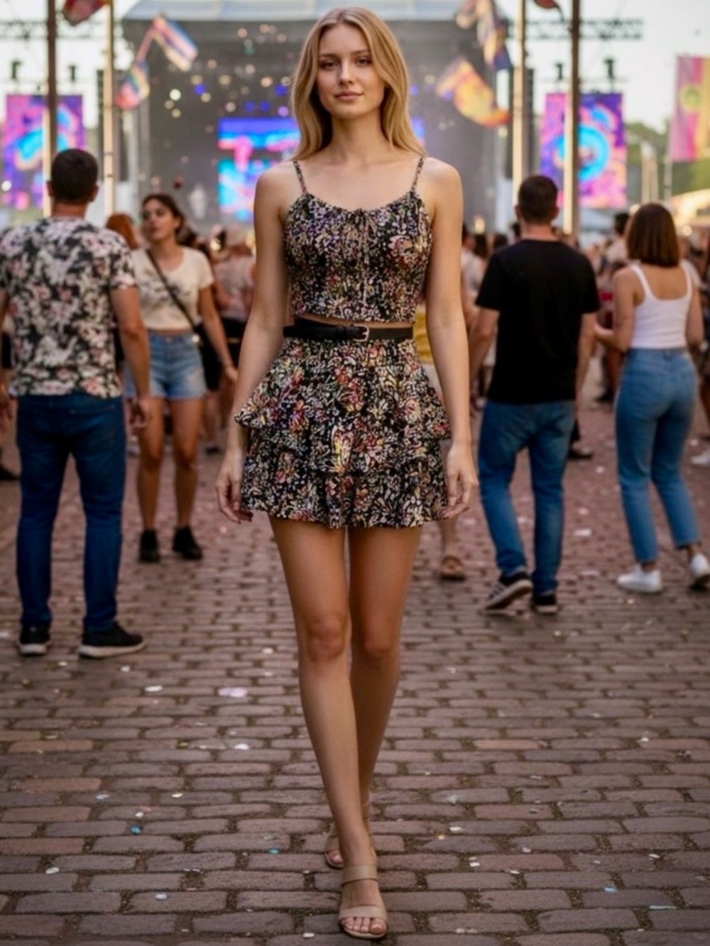 Music Festival Time w/ Bila Multicolor Floral Two Piece Set